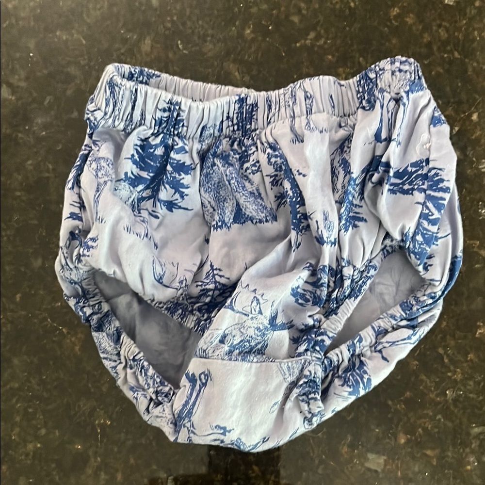 Kids Blue Toile Tea Brand Printed Diaper Cover